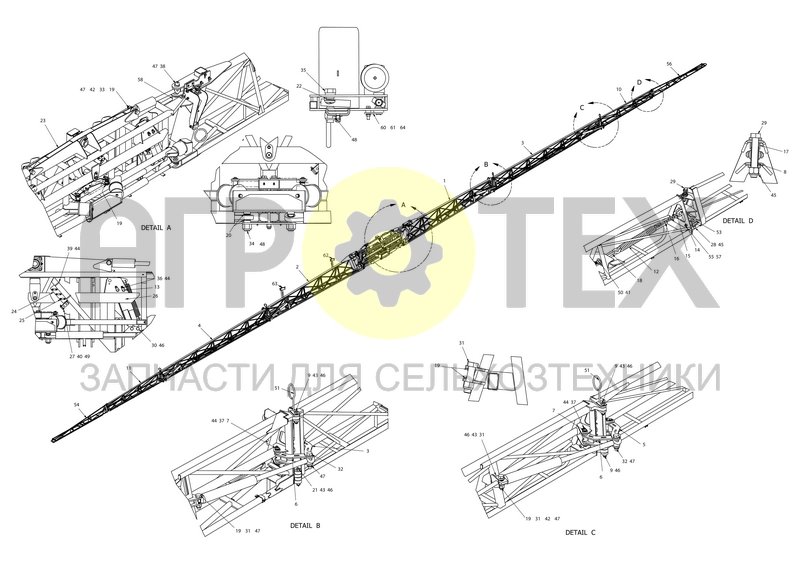 Штанга 120 футов (36,6 м) в сборе (88665103F) (№61 на схеме)